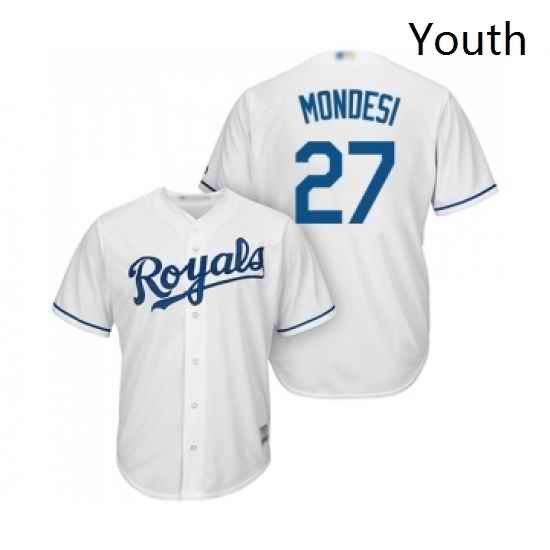 Youth Kansas City Royals 27 Adalberto Mondesi Replica White Home Cool Base Baseball Jersey